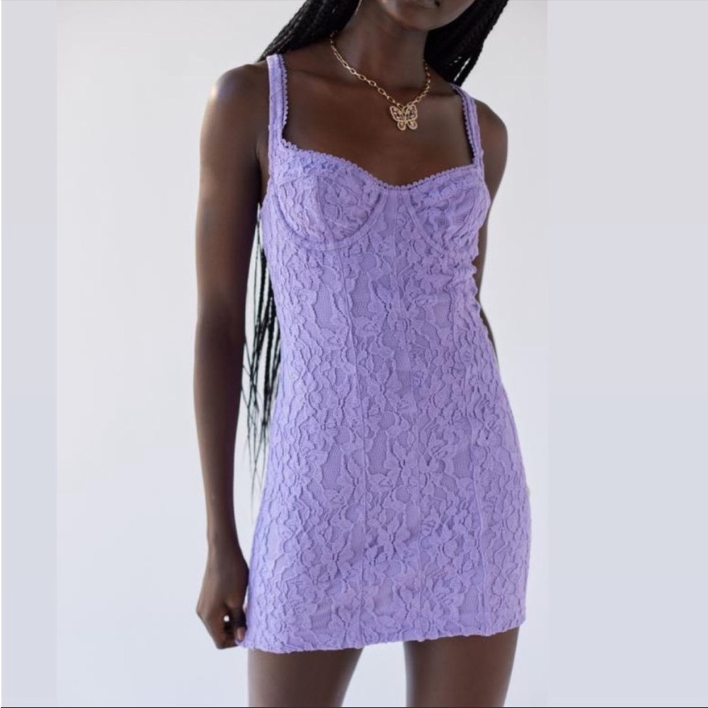 Urban Outfitters UO Adelaide Bustier Mini Dress Lavender Purple XL
